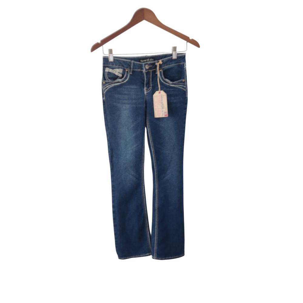 Imperial Star Skinny Boot Pants Girls 12 Embroidered Pockets Dark Jeans New